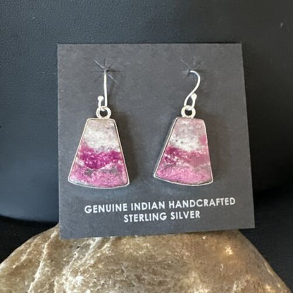 Purple Mojave Turquoise Dangle Earrings | Sterling Silver | Authentic Native American Handmade | 15782