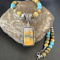 Men's BumbleBee Jasper Pendant Necklace | Navajo Pearls | Sterling Silver | Authentic Native American Handmade | 16873