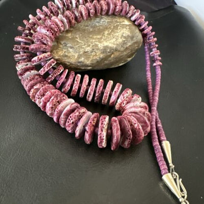 Purple Spiny Oyster Navajo Pearls Sterling Silver Necklace | Authentic Native American | 30" | 16814
