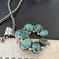 Men's Blue Turquoise Naja Pendant Necklace | Navajo Pearls | Sterling Silver | Native American Handmade | 16108