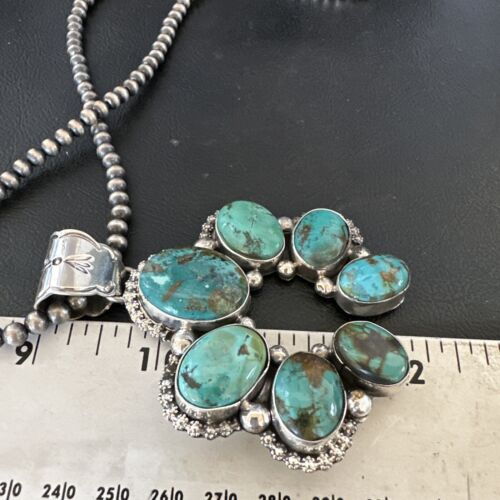 Men's Blue Turquoise Naja Pendant Necklace | Navajo Pearls | Sterling Silver | Native American Handmade | 16108