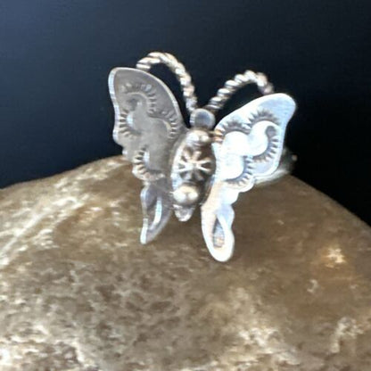 Navajo Sterling Silver Butterfly Ring | Sz 9 | Authentic Native American Handmade | 16975