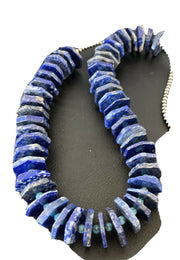 Navajo Lapis Turquoise Necklace | Sterling Silver | Native American Handmade | 23" | 01891