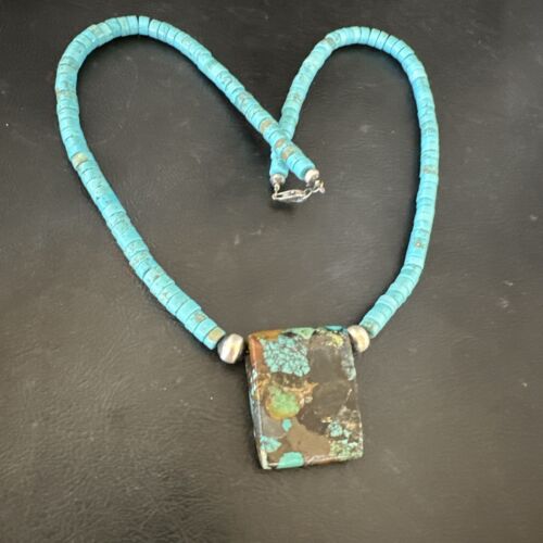 Navajo SpiderWeb Turquoise Heishi Pearls Necklace | Sterling Silver | 20" | Authentic Native American Handmade | 17090