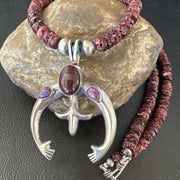 Navajo Purple Spiny Oyster Naja Pendant Necklace | Sterling Silver | 24" | Authentic Native American Handmade | 15537
