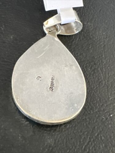 Women's Blue Turquoise & Spiny Oyster Inlay Pendant | Navajo Sterling Silver | Authentic Native American Jewelry | 15196