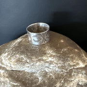 Navajo Stamped Wide Band Ring | Sterling Silver | Sz 5 | Authentic Native American Handmade | 15295
