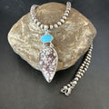 Navajo Wild Horse | Blue Kingman Turquoise Necklace | Sterling Silver | Authentic Native American Handmade | 17316