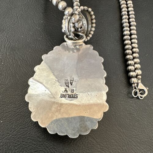 Navajo Turquoise Spiny Oyster Cluster Pendant Necklace | Sterling Silver | Native American Handmade | 17152