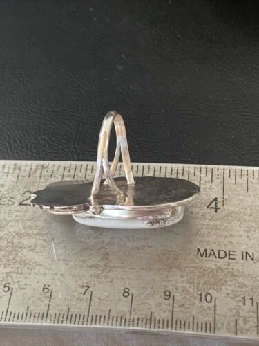 Southwestern Navajo White Buffalo Turquoise Ring | Sterling Silver | Sz 9 | 1964