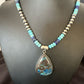 Blue Turquoise Jasper Pendant | Lapis Navajo Pearls | Sterling Silver Necklace 16927
