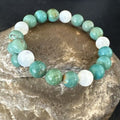 Turquoise Memory Wire Bracelet | Stainless Steel | Mother of Pearl Beads | 7" | 17628
