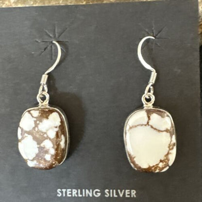 Navajo Wild Horse Turquoise Dangle Earrings | Sterling Silver | Authentic Native American Handmade | 15747