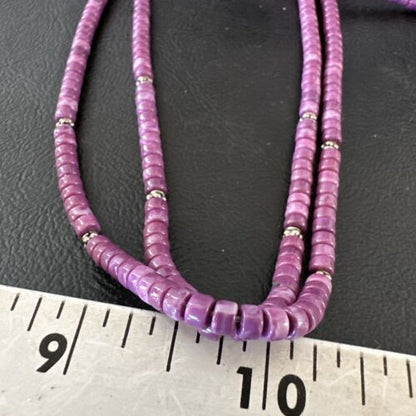Stabilized Purple Sugilite Beads Necklace | Sterling Silver Tubes | 2-Strand | 17488