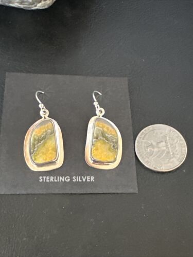 Navajo Bumblebee Jasper Earrings | Sterling Silver | Authentic Native American Handmade | 15822