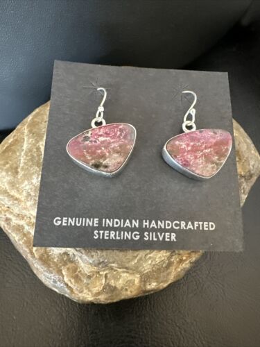 Purple Mojave Turquoise Dangle Earrings | Sterling Silver | Authentic Native American Handmade | 15786