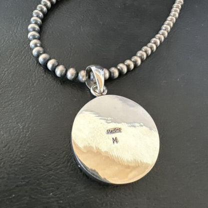 Navajo Blue Lapis Pendant with Pearls | Sterling Silver Necklace | 20" | Authentic Native American Handmade | 16660