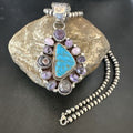 Navajo Purple Charoite Turquoise Pendant Necklace | Sterling Silver | Multi-Stone | 17189