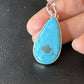 Navajo Blue Kingman Turquoise Pendant Necklace | Sterling Silver Pearls | Authentic Native American Handmade | 15392