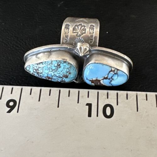 Navajo Blue Golden Hills Turquoise Multi-Stone Ring | Authentic Native American Sterling Silver | Sz 7 | 16284