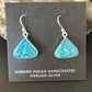 Blue Turquoise Dangle Earrings | Sterling Silver | 1" | Authentic Native American Handmade | 15802