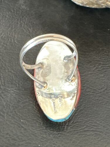 Native American Navajo Blue Turquoise Spiny Oyster Inlay Band Ring | Sz 9 | 16431