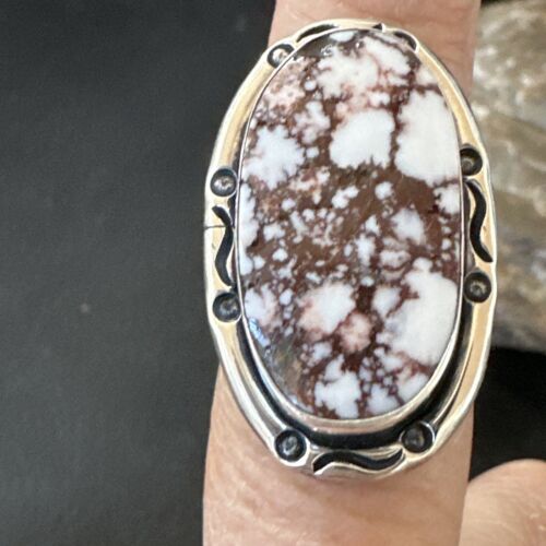 Navajo Wild Horse Turquoise Ring | Sterling Silver | Sz 7.5 | Authentic Native American Handmade | 16469