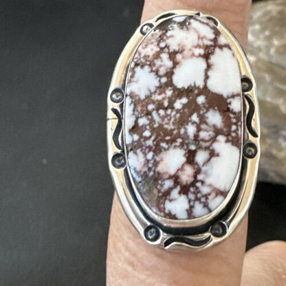 Navajo Wild Horse Turquoise Ring | Sterling Silver | Sz 7.5 | Authentic Native American Handmade | 16469