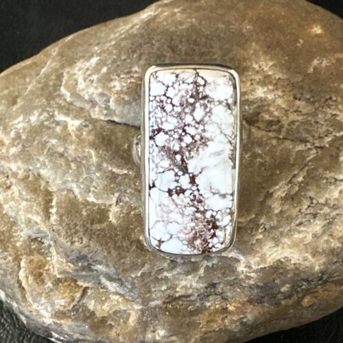 Navajo Wild Horse Turquoise Ring | Sterling Silver | Sz 7 Adjustable | Authentic Native American Handmade | 15543