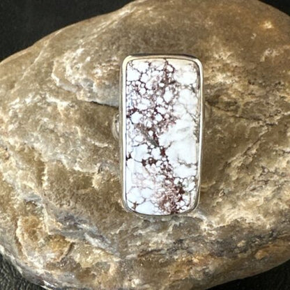 Navajo Wild Horse Turquoise Ring | Sterling Silver | Sz 7 Adjustable | Authentic Native American Handmade | 15543