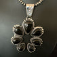 Navajo Men's Black Onyx Naja Pendant Necklace | Sterling Silver Pearls | Authentic Native American Handmade | 16808
