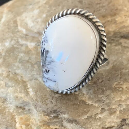Navajo White Buffalo Turquoise Ring | Sterling Silver | Sz 5.5 | Authentic Native American Handmade | 11643