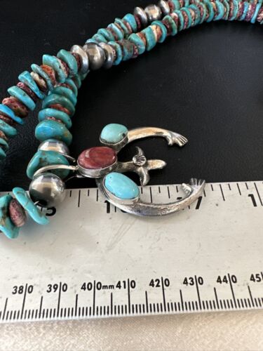 Navajo Men's Turquoise Purple Spiny Naja Pendant Necklace | Sterling Silver | Authentic Native American Handmade | 14953