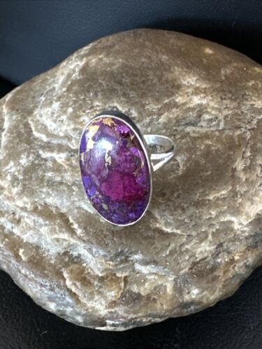 Southwestern Navajo Purple Mojave Turquoise Ring | Sterling Silver | Sz 8 | 15605