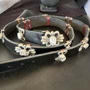 Men's White Buffalo Turquoise Concho Belt | Sterling Silver Navajo Tufa | Authentic Native American Handmade | 16684