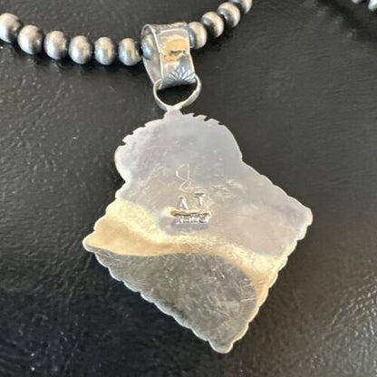 Navajo Red Spiny Oyster Pendant Necklace | Sterling Silver | Authentic Native American Handmade | 16145