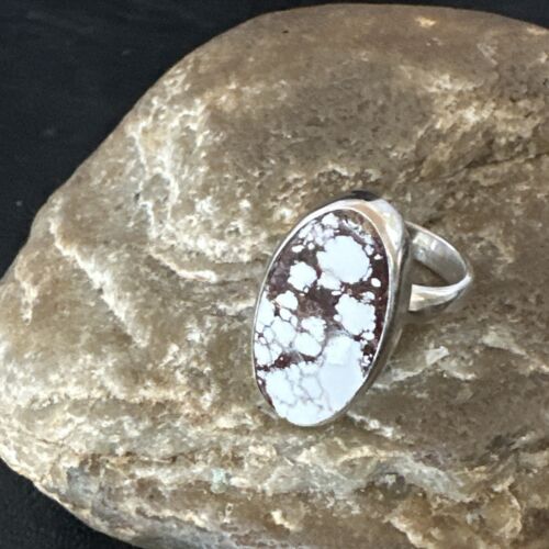 Men's & Women's Wild Horse Turquoise Navajo Ring | Sterling Silver | Sz 7 | Authentic Native American Handmade | 17263