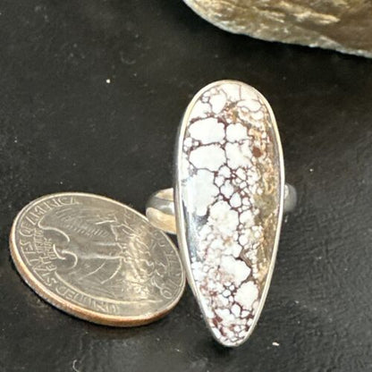 Navajo Wild Horse Turquoise Ring | Sterling Silver | Sz 8 Adjustable | Authentic Native American Handmade | 15554