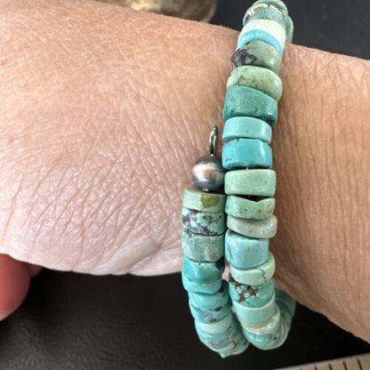 Navajo Turquoise Heishi Bracelet | Stainless Steel Memory Wire | 6mm | Authentic Native American Handmade | 17611