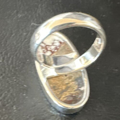 Women's Wild Horse Turquoise Ring | Navajo Sterling Silver | Sz 7 Adjustable | Authentic Native American Handmade | 15549