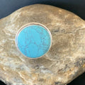 Navajo Spiderweb Blue Turquoise Ring | Sterling Silver | Sz 9 | Authentic Native American Handmade | 11435
