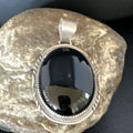 Navajo Black Onyx Pendant | Sterling Silver | Authentic Native American Handmade | 15173