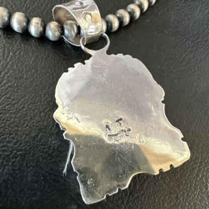 Navajo Orange Spiny Oyster Pendant Necklace | Sterling Silver | 20" | Authentic Native American Handmade | 16142