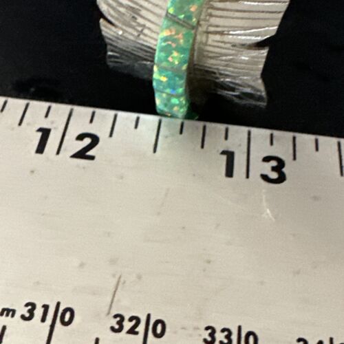 Navajo Green Fire Opal Inlay Bracelet | Sterling Silver | 7" | Authentic Native American Handmade | 15071