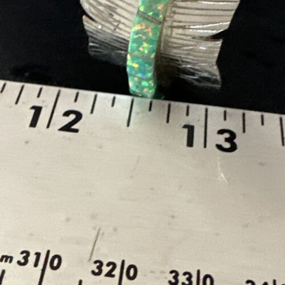 Navajo Green Fire Opal Inlay Bracelet | Sterling Silver | 7" | Authentic Native American Handmade | 15071