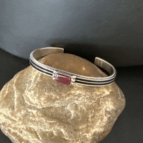 Navajo Purple Spiny Oyster Cuff Bracelet | Sterling Silver | Authentic Native American Handmade | 15159