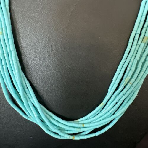 Blue Turquoise Heishi 10-Strand Liquid Sterling Necklace | 20" | 16915