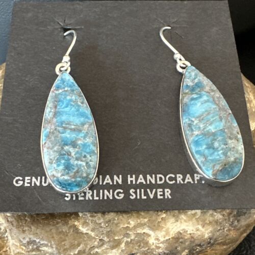 Blue Denim Lapis Dangle Earrings | Sterling Silver | 1" | 15799