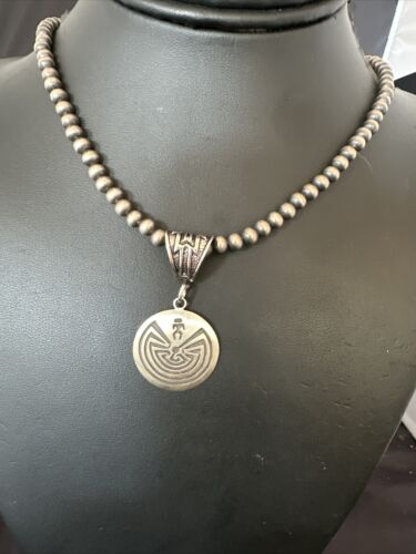 Hopi Man in the Maze Pendant | Sterling Silver Necklace | Authentic Native American Handmade | 16906