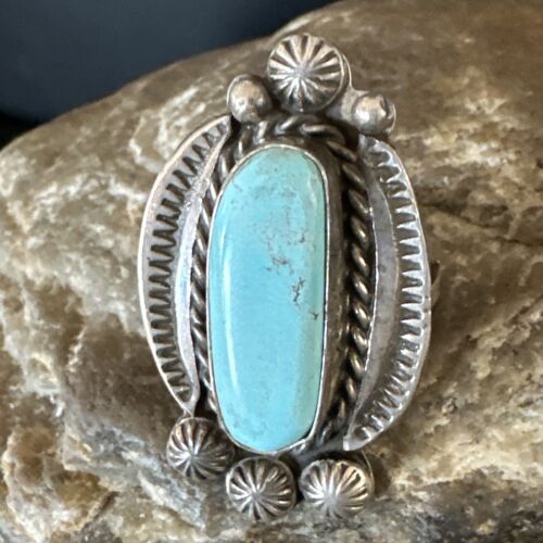Men's Women's Dry Creek Turquoise Ring | Navajo Sterling Silver | Sz 9 | 15896